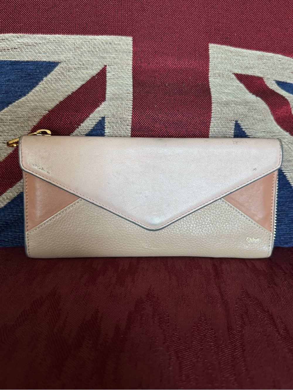 Chloe Multi-Tone Blush and Cream Leather Envelope Clutch